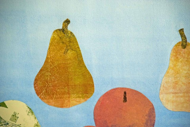 watercolor collage closeup