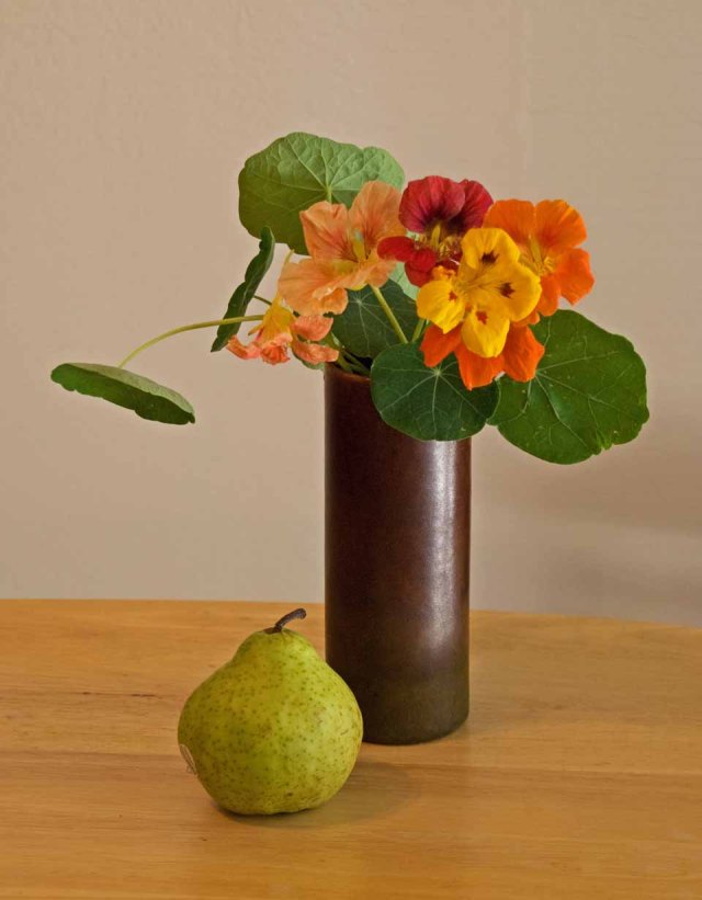 nasturtiums and pear